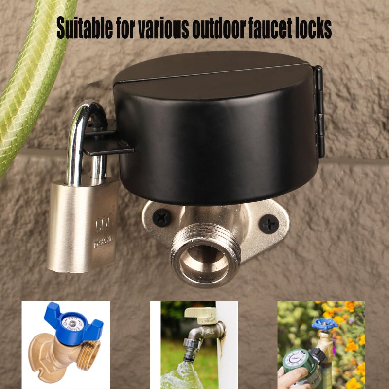 TEMEILI Faucet Valve Lock-Metallic Black (with Padlock) Tap Lock-Outdoor Faucet Lock-Faucet Lock-Lock Water Faucet Outdoor-Faucet Locks OutdoorL - Prevent Water Stealing-Water spigot lock Child Proof - Image 3